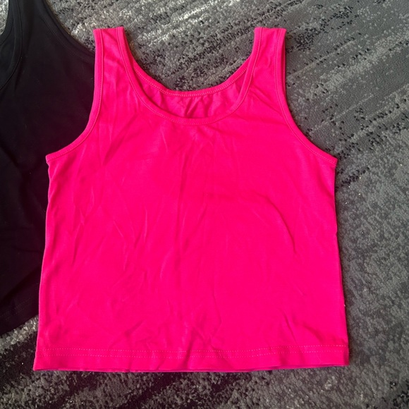 Basic Layering Tank Tops In Hot Pink/Black - Picture 2 of 6